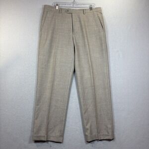 Santorelli Romeo Tan Flat Front 100% Virgin Wool Dress Pants Men's 38